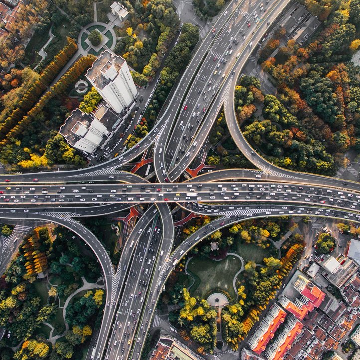 Straßennetz von oben 